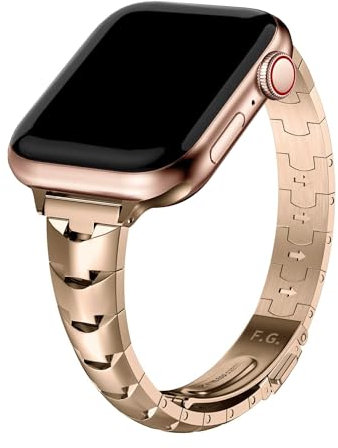 Fullmosa Correa Apple Watch Acero Inoxidable 45mm 44mm 42mm 49mm para Mujeres, Compatible con iWatch Banda Series 9 8 7 6 5 4 3 2 1 SE Ultra 2 1, Rosa Gold.