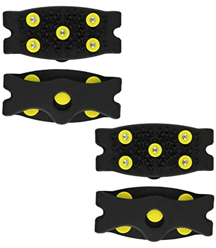 Veemoon Steigeisenspikes Anti Rutsch Überschuhe mit 5 Stahlnoppen 2 Paar Schuhgreifer Eisgreifer rutschfeste Überschuhe für Männer Frauen Kinder Einheitsgröße für Schnee EIS Wandern Laufen Outdoor