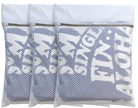 3PCS Honeycomb Mesh Laundry Bags for Delicates with Zipper,Travel Storage Organize Bags,Clothing Washing Bags for Blouse,Hosiery,Pants,Extra Strong,Medium 16x20inch(3M)