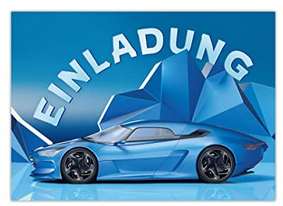 12 Einladungskarten zum Kindergeburtstag Geburtstag Jungen Rennauto Rennwagen