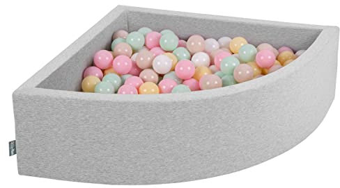 KiddyMoon Piscine À Balles pour Bébé Quart Angulaire 90X30cm/200 Balles 7Cm Fosses À Boules Jouet Enfant, Gris Clair: Beige Pastel/Jaune Pastel/Blanc/Menthe/Rose Poudré