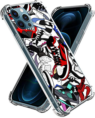 Axulimin Cool Shoe Clear Phone Case for iPhone 12 Pro Max Case for Teen Boys Men Kids Boys - 6.7 Inch
