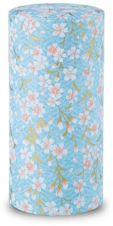 NOREN] Japanische Washi Teedose für Losen Tee 200g (Kyousakura - Blau) / Mit Luftdichtem, Feuchtigkeitsbeständigem, Innenverschluss