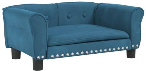 vidaXL Cama para Perros de Terciopelo Azul 70x45x30 cm, sofá para Perros, Cama para Cachorros, Asiento para Perros, sofá para Mascota