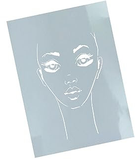 Schablone Face drawing - Wandschablone Stencil Gesichtsschablone Gesicht Frau Malschablone - Malerei Airbrush Kunst Deko Scrapbooking - zAcheR-fineT (DIN A6)