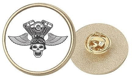 Broche ronde en métal doré avec motif squelette pour lunettes de soleil, M