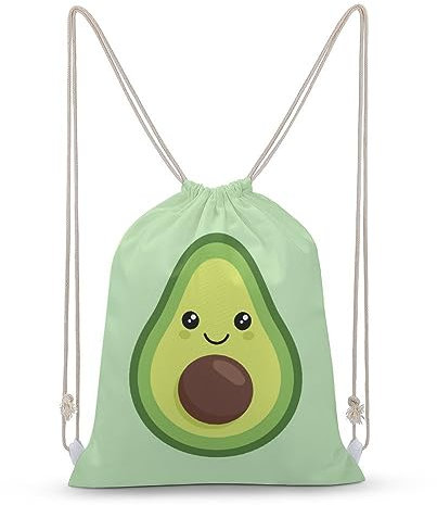 NIBABAEU Rucksack mit Kordelzug, niedlich, Avocado, große Kapazität, wasserabweisend, Segeltuch, Sport, Yoga, Turnbeutel für Jungen, Mädchen, Frauen