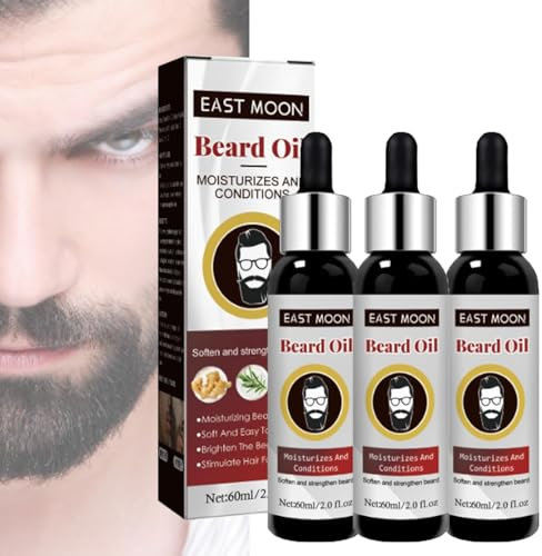 3 Pcs Beard Growth Organic Care Oil, Natural Beard Growth Serum, Promotes Facial Hair Growth, Moisturizes and Conditions Beard, for Men Patchy Beard Growth