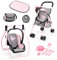 Bayer Design 21533AC Doll stroller set, pushchair, double wheels, bag, changing mat, cradle, accessories