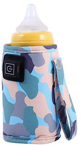 Kquepo Universel USB Chauffe- Lait Poussette Voyage Sac Isotherme Portable Allaitement Biberon Chauffe Camouflage-Bleu