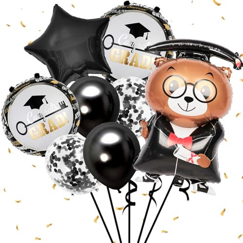 8 Stück Graduation Deko Luftballons, Abschluss Luftballon, Abschlussbären Ballons, Bestandene Prüfung Geschenk Luftballon, Absolventen Abi-Feier Zeugnis Geschenk-Deko Abitur Geschenke