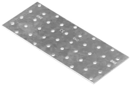 Placa plana perforada galvanizada de 80 mm x 200 mm, soportes de metal para madera, 2 mm de grosor, acero PP9 (paquete de 10)