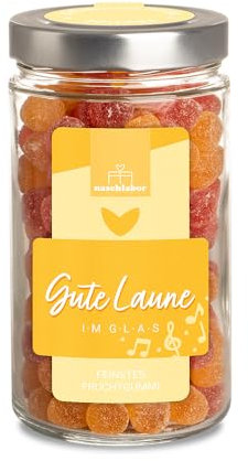 Gute Laune Im Glas 530g Fruchtgummi | Eine riesengroße Portion Gute Laune | Gummibärchen im Vorratsglas | Anti Stress | Hilfe bei schlechter Laune | Nervennahrung