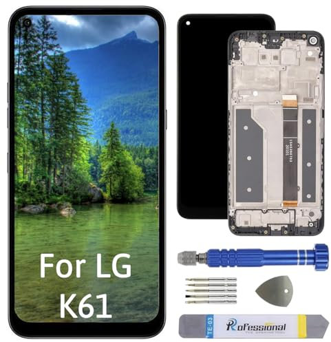 Int'x Display für LG K61 Q630 LCD Bildschirm Ersatz Touchscreen mit Werkzeug Schwarz mit Rahmen Hohe Qualität
