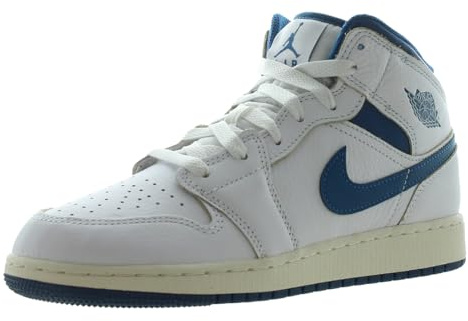 Jordan Big Kid's 1 Mid SE White/Industrial Blue-Sail (FN7432 141)