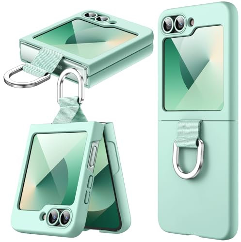 JETech Case for Galaxy Z Flip 7 FE 2025 / Z Flip 6 2024 with Ring, Hard PC Slim Shockproof Anti-Scratch Protective Phone Cover (Mint Green)