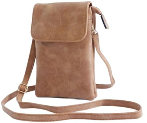 Handytasche zum Umhängen Damen,Mini Crossbodytasche Handytasche,verstellbarer Riemen und Schlüsselanhänger,Multifunktionale Crossbody Bag Vintage Braun Kleine Tasche Damen für Dating,Shopping, Reisen