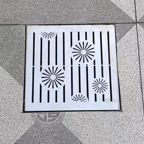 Vibeo Caniveau Exterieur Grille de Drainage Amovible pour La Maison, Couvercle de Drain Extérieur 10x10 15x15 20x20 25x25 30x30 Cm, Grille de Drainage Carrée en Métal Robuste(10cmx10cm(4x4))