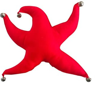 Weihnachtsbaumspitze, elegant, gefüllter Seestern mit Glocke, Baumspitze, Dekoration, Wurfkissen für Party, Urlaub, Rot, 30 cm