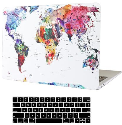 AUSMIX Compatibile con MacBook Air 13 pollici Custodia 2021 2020 2019 2018 Release A2337 M1 A2179 A1932, custodia rigida in plastica per computer portatile + cover per tastiera e carte