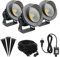 JNR Aluminium LED gartenbeleuchtung mit strom set,IP65 Außen gartenstrahler 3000k Warmweiß Aussen gartenlampe,12V 3.5w 300LM gartenleuchten mit erdspieß für Garten Rasen Weg Teich Yard Baum,Grau