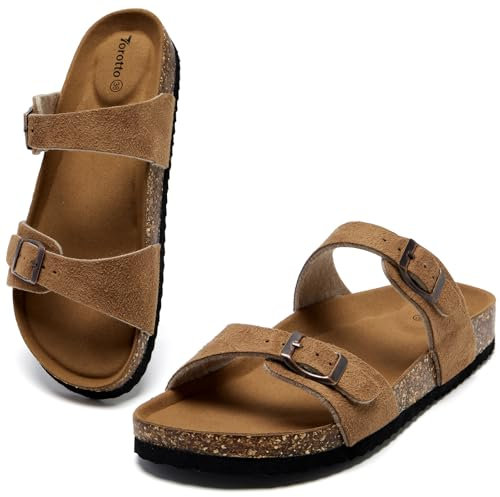 Torotto Damen Pantoletten Hausschuhe Sandalen Latschen Schlappen Bequeme Arbeitsschuhe Metallschnalle(Tiefes Khaki,41 EU)