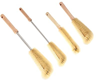 UTHCLO Babyflaschenreiniger Mit Saugnapfbürste Reinigungsbürste Aus Holzmaterial Für Säuglingsflaschen Milchflaschenbürste Mit Langem Griff Für Einfache Anwendung Und Starke Reinigungswir