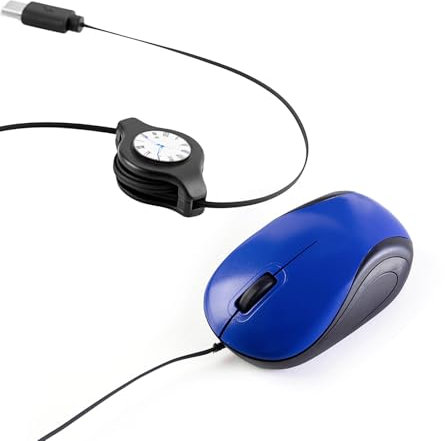 Javoryxh Kabelgebundener Mäusekabel, Typ C, einziehbar, dehnbar, 1000 dpi, optisch, klein, für PC, Desktop-Notebook