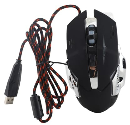 BAFOVY Wired Gaming Mouse, Ergonomic Design, RGB Backlight, 4 Adjustable DPI Up to 3600, Silent Mouse for PC and Laptop (Black)