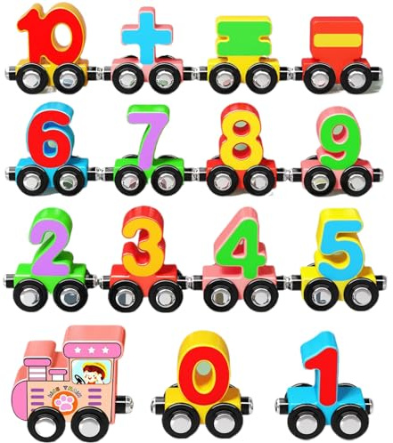 Générique Magnetisches Zugspiel – Lernspielzeug aus Holz für Zahlen – Bausteine Zug Mathe Fähigkeiten für Jungen Mädchen Klassenzimmer Kindergarten Wohnzimmer Geburtstag Weihnachten