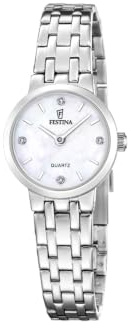 Festina Damenuhr Analog aus Edelstahl 316L | Quarzuhr, Widerstandsfähiges Mineralglas, Wasserdicht 5 ATM, F20746/1, Mademoiselle