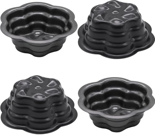 Mu Mianhua 4 PCS Mini Cake Tin Baking Pans, 4 Inch Flower Shape Cake Mould Baking Tins, Flower Cakes Pan for Baking Small Cakes