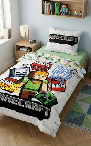 Minecraft Graffiti Kinderbettwäsche 140x200 + Kissenbezug 70x90 Alex TNT