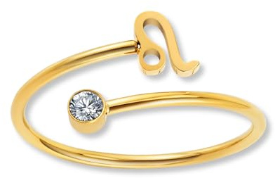GD GOOD.designs Sternzeichen Ring Gold mit Zirkoniastein für Damen - 18K vergoldeter Damenring aus 316L Edelstahl | Ring verstellbar (Ringgröße 52-60) und wasserfest - inkl. Geschenkbox