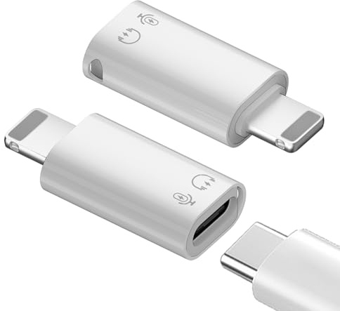 2 Stück Mini USB C 3.1 auf Lighting Adapter, Kompatibel mit DJI Mic für iPhone 14/13/12, Wireless Headset-Mikrofon, Typ-C auf IOS Adapter, Unterstützung für das Laden, Datenübertragung, OTG