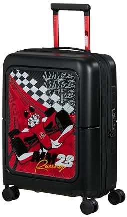 American Tourister Dashpop Disney - Handgepäck Koffer 55x40x20/23 cm, Erweiterbarer Hartschalen Kabinentrolley für Ryanair & die meisten Airlines, 41/47L, Racing Mickey
