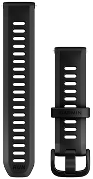 Garmin Schnellwechsel-Armband 20 mm, Silikon, Schwarz | Original Zubehör passend für Forerunner, venu, vívoactive