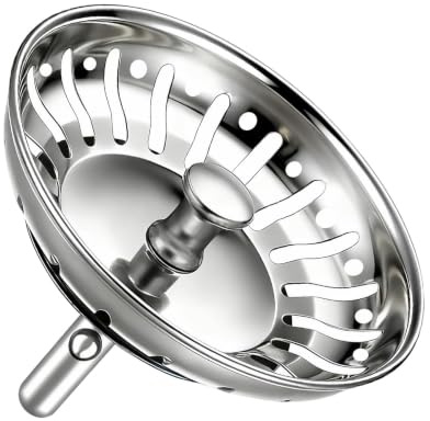Sink Plug Strainer for Kitchen Sink, 80mm Stainless Steel Sink Waste Basket | with Rubber Seal, Replacement Sink Stopper & Food Waste Filter, Fits 80.3–82mm Sink Holes, 2 Pack