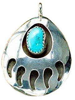 Navahopi Indianerschmuck Anhänger Westernschmuck Bärentatze mit Türkis by Navajo Artist Leta Parker
