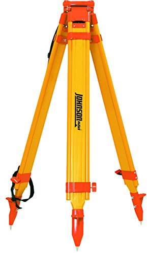 Johnson Level & Tool 40-6332 Heavy Duty Fiberglass Tripod with 5/8 - 11 Thread, 3'8-6' Working Height, Orange/Yellow, 1 Tripod