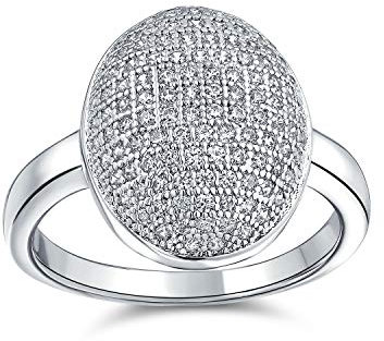 Bling Jewelry Urlaub Party Zirkonia Oval Pave Dome AAA CZ Prom Fashion Statement Ring Versilbert Für Frauen