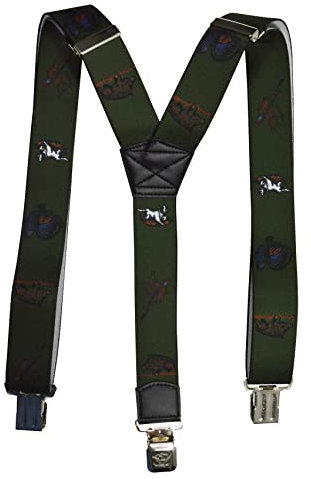 Olata Heavy Duty Herren-Hosenträger Y-Form mit Jagdmotiv und gravierten Hosenträger-Clips – 4 cm. Spiel Tiere