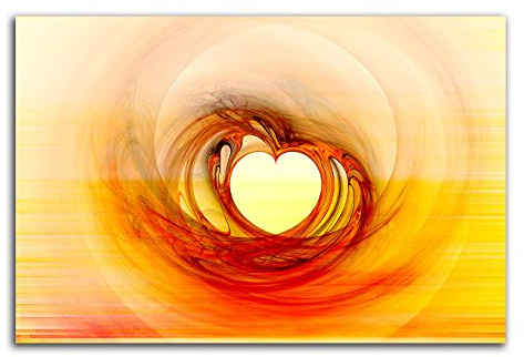 Abstrakte Bilder 100x70cm Liebe Herz gelb rot Abstrakt202 Kunstdrucke auf Leinwand fertig bespannt Einteiler