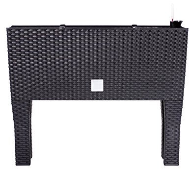 BirnePower Blumentopf Blumenkasten mit Füßen Blumenkübel Rattan Optik Pflanzenkasten Bewässerung (600 anthrazit)