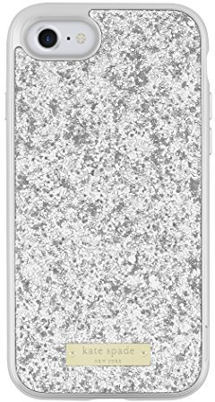 Kate Spade New York Glitter Case with Bumper for iPhone 7 - Exposed Glitter Silver/Silver