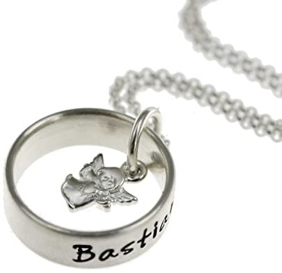 Silberring Kette mit Gravur, personalisierbare Halskette als Taufgeschenk, Handmade Taufring personalisiert