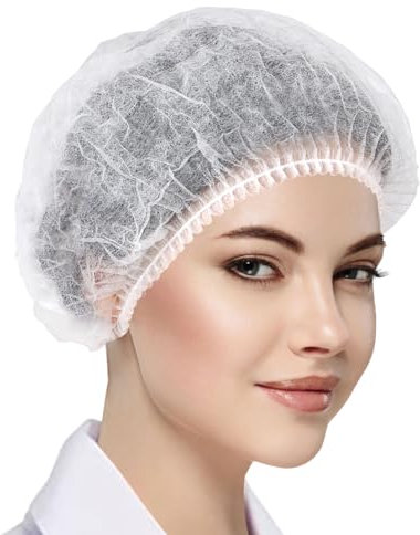 Yes!Fresh 100 Pieces Disposable Non-Woven Clip Caps Mob caps hairnets Head Cover, 21, with 6 Colors for You to Choose. (White)