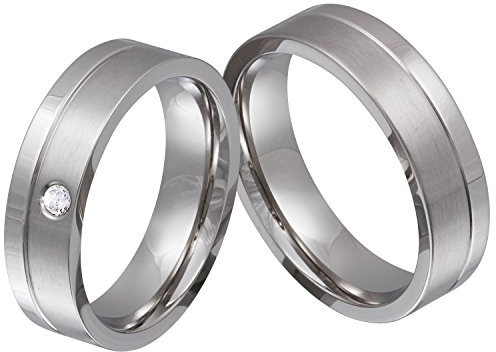 Juwelier Schönschmied Freundschaftsringe Eheringe Partnerringe - inkl. WUNSCHGRAVUR - Edelstahl Zirkonia multisizer 132HD - mit AMAZON KONFIGURATOR direkt online gestalten !