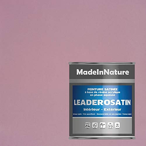 Peinture murale Satin Acrylique/Intérieur application facile très opacifiant séchage rapide/couleurs au choix sans odeur de MadeInNature®(15 litres pour 150 m² soit 75 m² pour 2 couches 10 vieux rose)