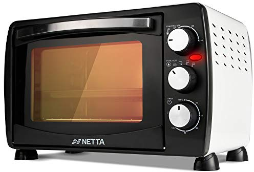 NETTA Mini Oven 18L Portable Electric Grill - Multi Cooking Function Grill and Bake - Adjustable Temperature Control, Timer - 1200W - Table Top with Light…